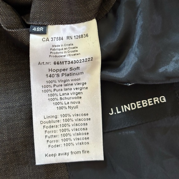 J. LINDEBERG HOPPER SOFT 140S PLATINUM MENS JACKET BLAZER WOOL BUTTON 48R - Picture 10 of 12